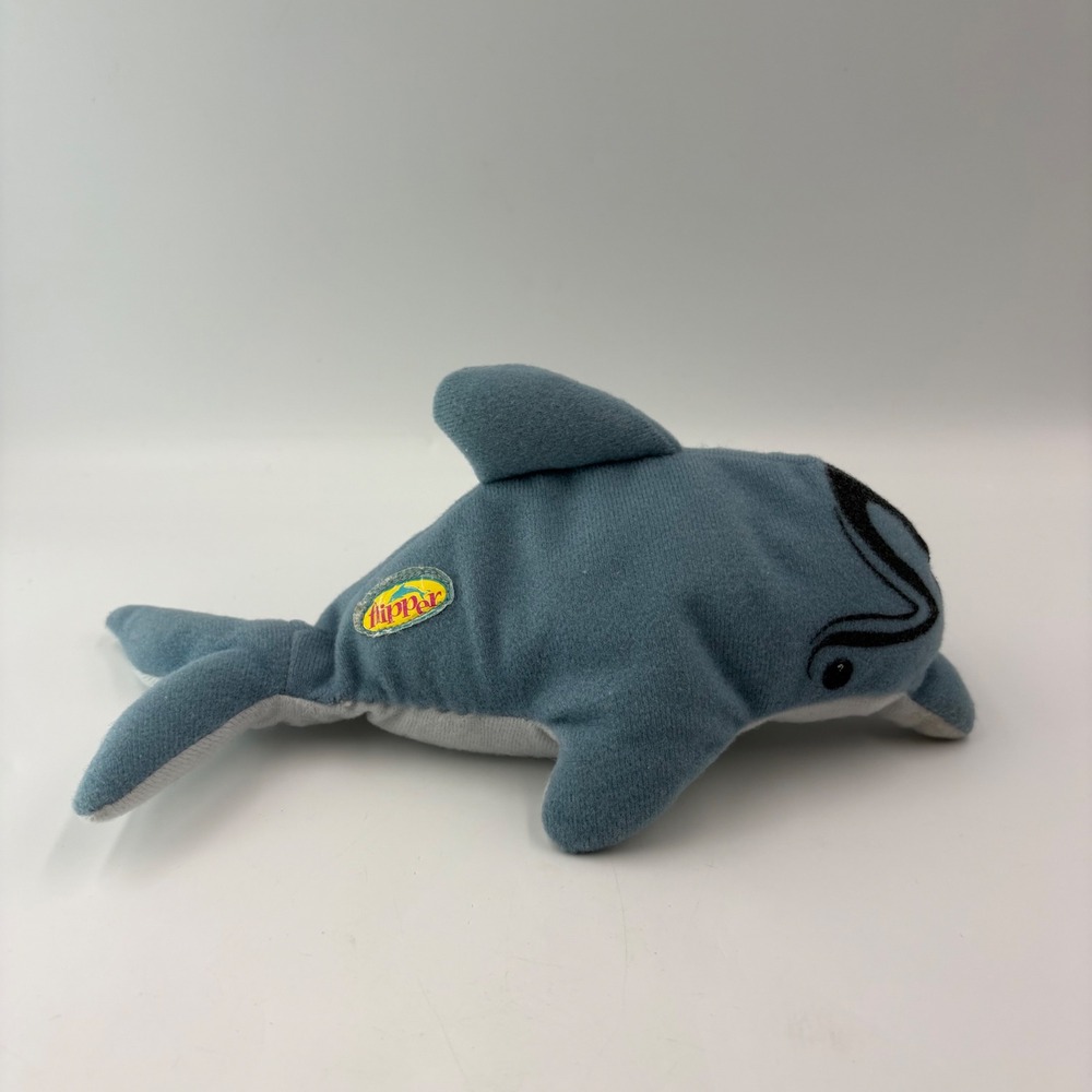 Vintage 1996 Flipper Dolphin Plush Toy‎ Biz Bean Bag Blue Grey Collectible 90s